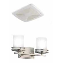 110 CFM .6 Sone Ceiling Mounted HVI Certified Bath Fan and 2 Light 14-1/2 Inch Wide Reversible Bathroom Vanity Light