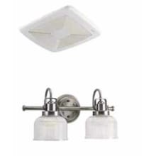 110 CFM .6 Sone Ceiling Mounted HVI Certified Bath Fan and 2 Light 17 Inch Wide Reversible Bathroom Vanity Light