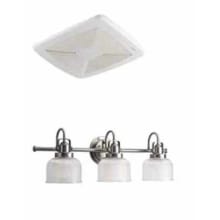 110 CFM .6 Sone Ceiling Mounted HVI Certified Bath Fan and 3 Light 26-1/4 Inch Wide Reversible Bathroom Vanity Light
