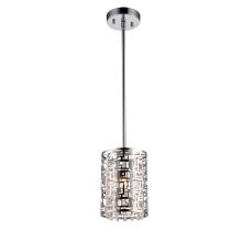 Metropolitan 1 Light Pendant with Cylindrical Patterned Metal Shade and Crystal Accents