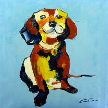 Happy Dog 24" Wide Canvas Art