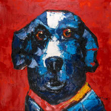 Dog-Red Back 24" Wide Frameless Canvas Art