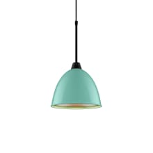 Classic 10" Wide LED Mini Pendant with Black Canopy and Larkspur Blue Aluminum Shade