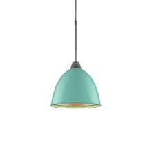 Classic 10" Wide LED Mini Pendant with Matte Chrome Canopy and Larkspur Blue Aluminum Shade