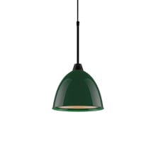 Classic 10" Wide LED Mini Pendant with Black Canopy and British Racing Green Aluminum Shade