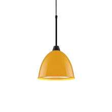 Classic 10" Wide LED Mini Pendant with Black Canopy and Canary Yellow Aluminum Shade