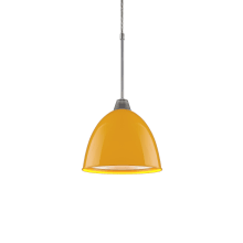 Classic 10" Wide LED Mini Pendant with Matte Chrome Canopy and Canary Yellow Aluminum Shade