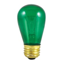 Pack of (25) 11 Watt Dimmable s14 Medium (E26) Incandescent Bulbs - Transparent Green