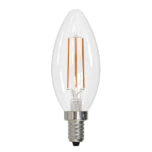 Pack of (4) 5 Watt Dimmable B11 Candelabra (E12) LED Bulbs - Clear - 500 Lumens, 2700K, and 80CRI