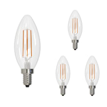 Pack of (4) 5 Watt Dimmable Candelabra (E12) LED Bulbs- 500 Lumens, 2700K, and 80CRI