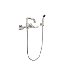 Descanso Wall Mounted Tub Filler with Built-In Diverter and Knurled Lever Handles - Includes 1.8 GPM Hand Shower