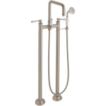 Hermosa Floor Mounted Tub Filler with Built-In Diverter and Cardiff Series Lever Handles - Includes 2.0 GPM Hand Shower