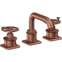 Steampunk Bay 1.2 GPM Widespread Bathroom Faucet with 1-1/4" ZeroDrain and Wheel Handles