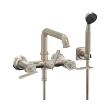 Steampunk Bay Wall Mounted Tub Filler with Lever Handles - Includes 1.8 GPM Hand Shower