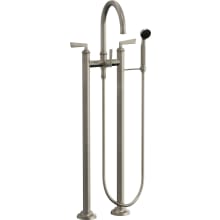 Steampunk Bay Floor Mounted Tub Filler with Built-In Diverter - Includes Hand Shower