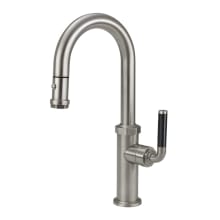Descanso 1.8 GPM Single Hole Pull Down High Spout Kitchen Faucet with Carbon Fiber Lever Handle