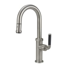 Descanso 1.8 GPM Single Hole Pull Down High Spout Kitchen Faucet with Carbon Fiber Lever Handle With High Arc Spout