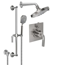 Descanso Thermostatic Shower System with Shower Head, Hand Shower, Slide Bar, Shower Arm, Hose, and Valve Trim