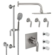 Descanso Thermostatic Shower System with Shower Head, Hand Shower, Slide Bar, Bodysprays, Shower Arm, Hose, and Valve Trim