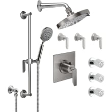 Rincon Bay Thermostatic Shower System with Shower Head, Hand Shower, Slide Bar, Bodysprays, Shower Arm, Hose, and Valve Trim