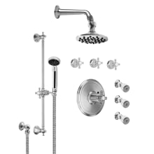 Venice Thermostatic Shower System with Shower Head, Shower Arm, Hand Shower, Slide Bar, Bodysprays, Hose, Valve Trims and Rough-Ins