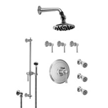 Miramar Thermostatic Shower System with Shower Head, Hand Shower, Slide Bar, Bodysprays, Hose and Valve Trim