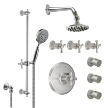 Miramar Thermostatic Shower System with Shower Head, Hand Shower, Slide Bar, Bodysprays, Shower Arm, Hose, and Valve Trim