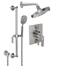 Descanso Thermostatic Shower System with Shower Head, Hand Shower, Slide Bar, Shower Arm, Hose, and Valve Trim