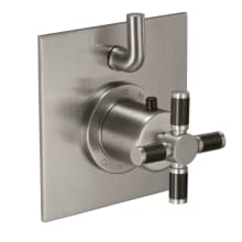 Descanso Thermostatic Valve Trim Only with Single Carbon Fiber Cross Handle and Integrated Volume Control - Less Rough In