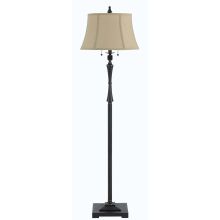 60W X 2 Madison Club Floor Lamp With Burlap Shade And Pull Chain Switch