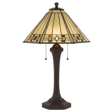 Tiffany 2 Light 26" Tall Table Lamp with Stained Glass Shade