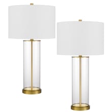 Set of (2) - Hookerton 2 Light 29" Tall Buffet Lamps with Off-White Fabric Shade