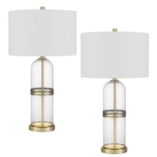 Set of (2) - Lenoir 2 Light 28" Tall Buffet Lamps with Off-White Fabric Shade