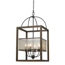 Mission 6 Light Chandelier with Organza Shade
