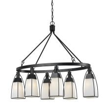 Channing 6 Light 40" Wide Chandeliers with White Glass Shades