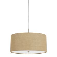 Addison 3 Light 18" Wide Single Pendant With Brown Fabric Drum Shade