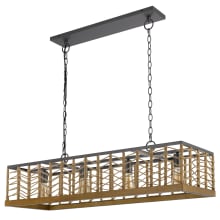 Winfall 4 Light 40" Wide Linear Chandelier with Burlap Rope Shade