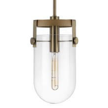 Stovall 9" Wide Wood Mini Pendant with Clear, Hand-Blown Glass Shade