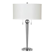 120 Watt 28.5" Metal Table Lamp with On/Off Pull-Chain Switch and Drum Fabric Shade from the Messina Collection