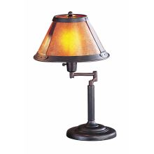 60 Watt 18" Craftsman / Mission Metal Swingarm Table Lamp with On/Off Switch and Round Mica Shade
