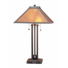 120 Watt 24.5" Craftsman / Mission Metal Table Lamp with On/Off Switch and Square Mica Shade