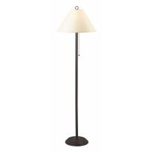 100 Watt 57" Traditional / Classic Metal Floor Lamp with On/Off Pull-Chain Switch and Round Off-White Paper Shade from the Candlestick Collection