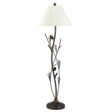 150 Watt 60" Country / Rustic Metal Floor Lamp with 3-Way Switch and Round Linen Shade from the Pine Twig Collection