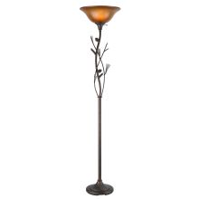 150 Watt 72" Country / Rustic Metal Torchiere Floor Lamp with 3-Way Switch and Round Glass Shade from the Pinecone Collection