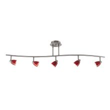 5 Light Canopy Mount Orbit Light with Blood Red Shade from the Serpentine Lights Collection