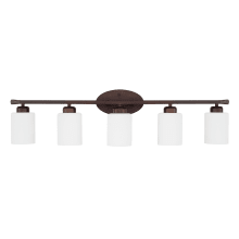 Dixon 5 Light 37" Wide Bathroom Vanity Light with Frosted Glass Shades