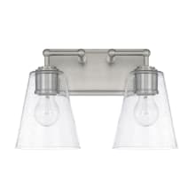 2 Light 15" Wide Bathroom Vanity Light with Clear Seedy Glass Shades
