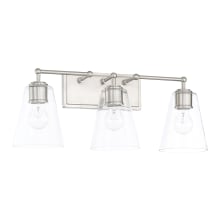 3 Light 9-1/2" Tall Bathroom Vanity Light with Clear Glass Shades