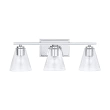 3 Light 8" Tall Bathroom Vanity Light with Patterned/Etched Glass Shades