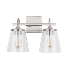 2 Light 15-1/4" Wide Bathroom Vanity Light with Clear Seedy Glass Shades
